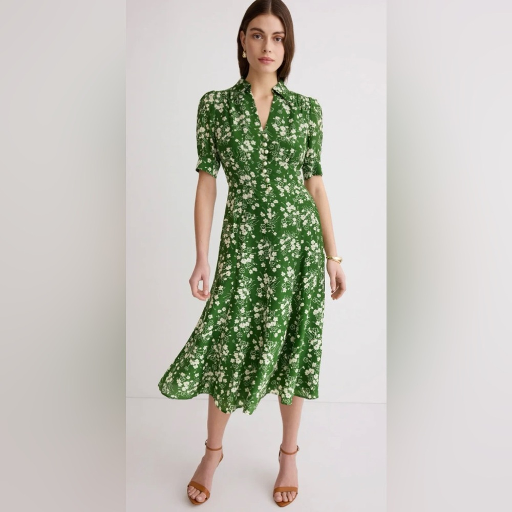 LK Bennett Green Floral Midi Dress
